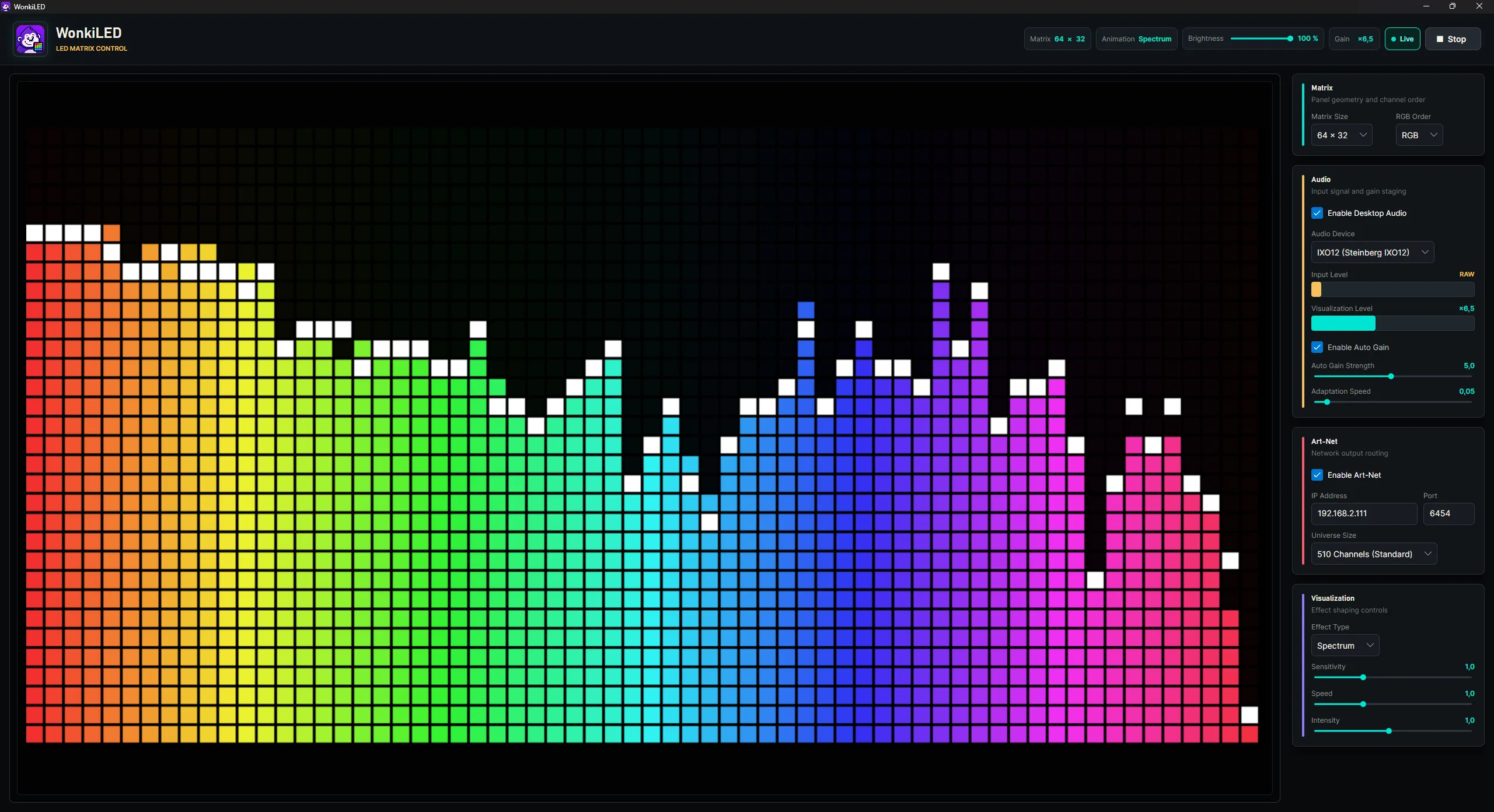 WonkiLED Audio-Engine mit Spectrum-Equalizer
